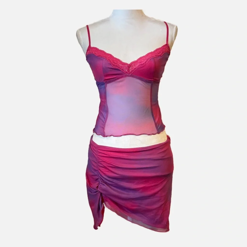 I.AM.GIA Matching Mesh Camisole and Mini Skirt Gianna Cloud Print Set